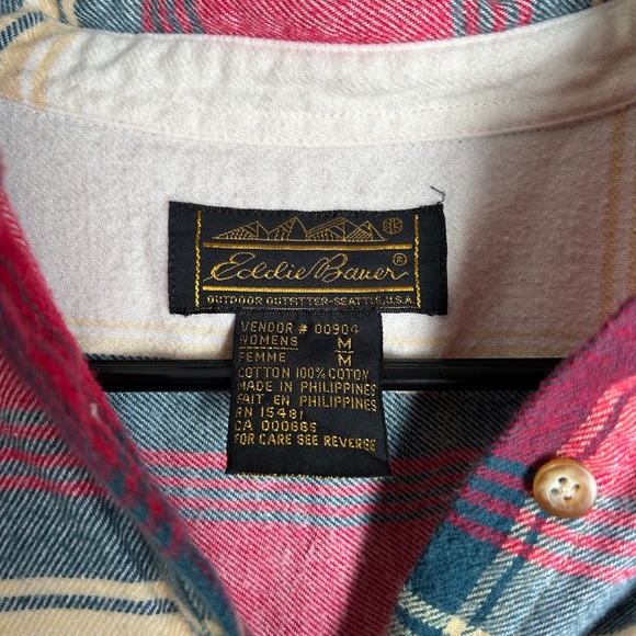 Vintage Eddie Bauer 80’s Plaid Long Sleeve Flannel Button Down Shirt - Picture 4 of 4